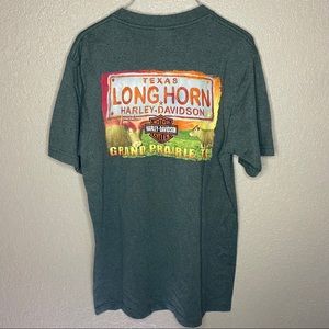 Harley Davidson V Twin Texas Longhorn Grand Prairie T-Shirt Size L Made in USA
